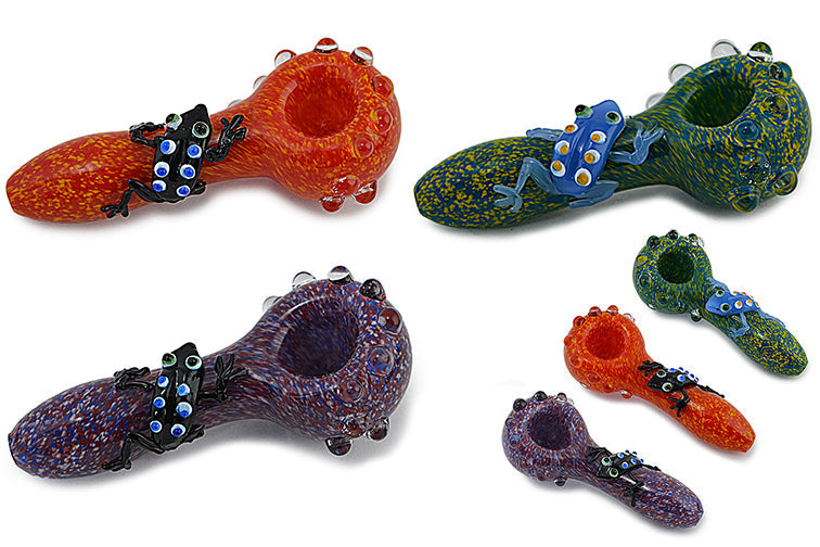 Pipa de cristal con forma de rana de colores