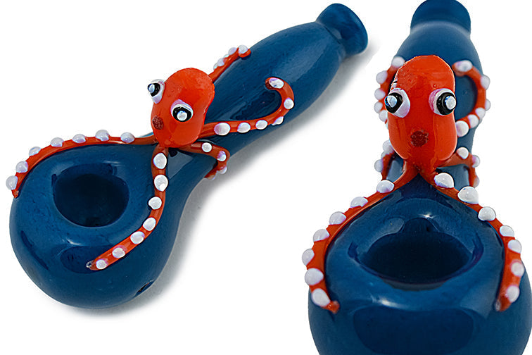 Pipa de cristal con forma de pulpo de colores
