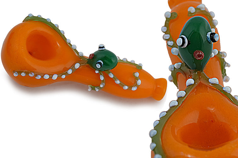 Pipa de cristal con forma de pulpo de colores