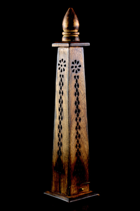 Porta incienso en forma de torre de madera - M0269