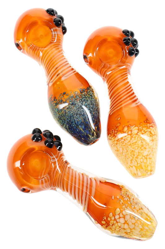 Pipa de vidrio fritado con rayas doradas ahumadas de 4,5" de espesor - P2603