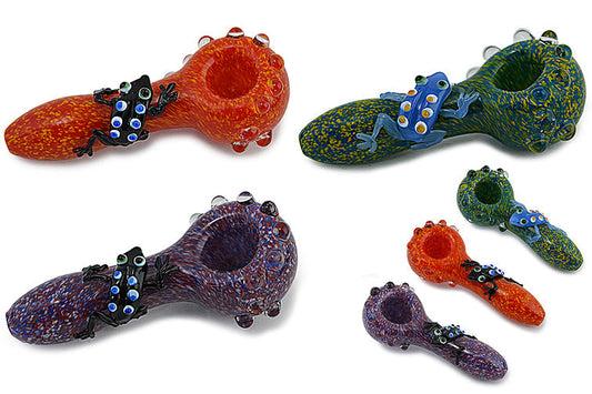 Pipa de cristal con forma de rana de colores
