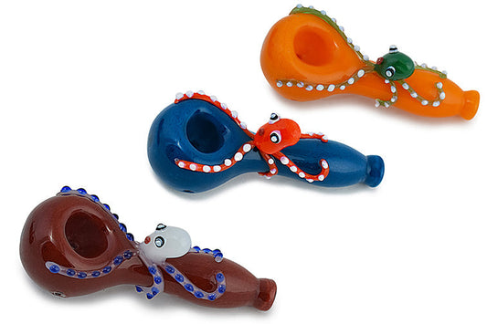 Pipa de cristal con forma de pulpo de colores